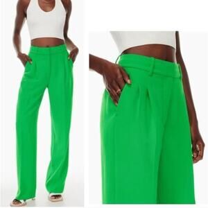 Wilfred Women's Green Effortless High Rise Wide Leg Trouser Pants Plus Size 14